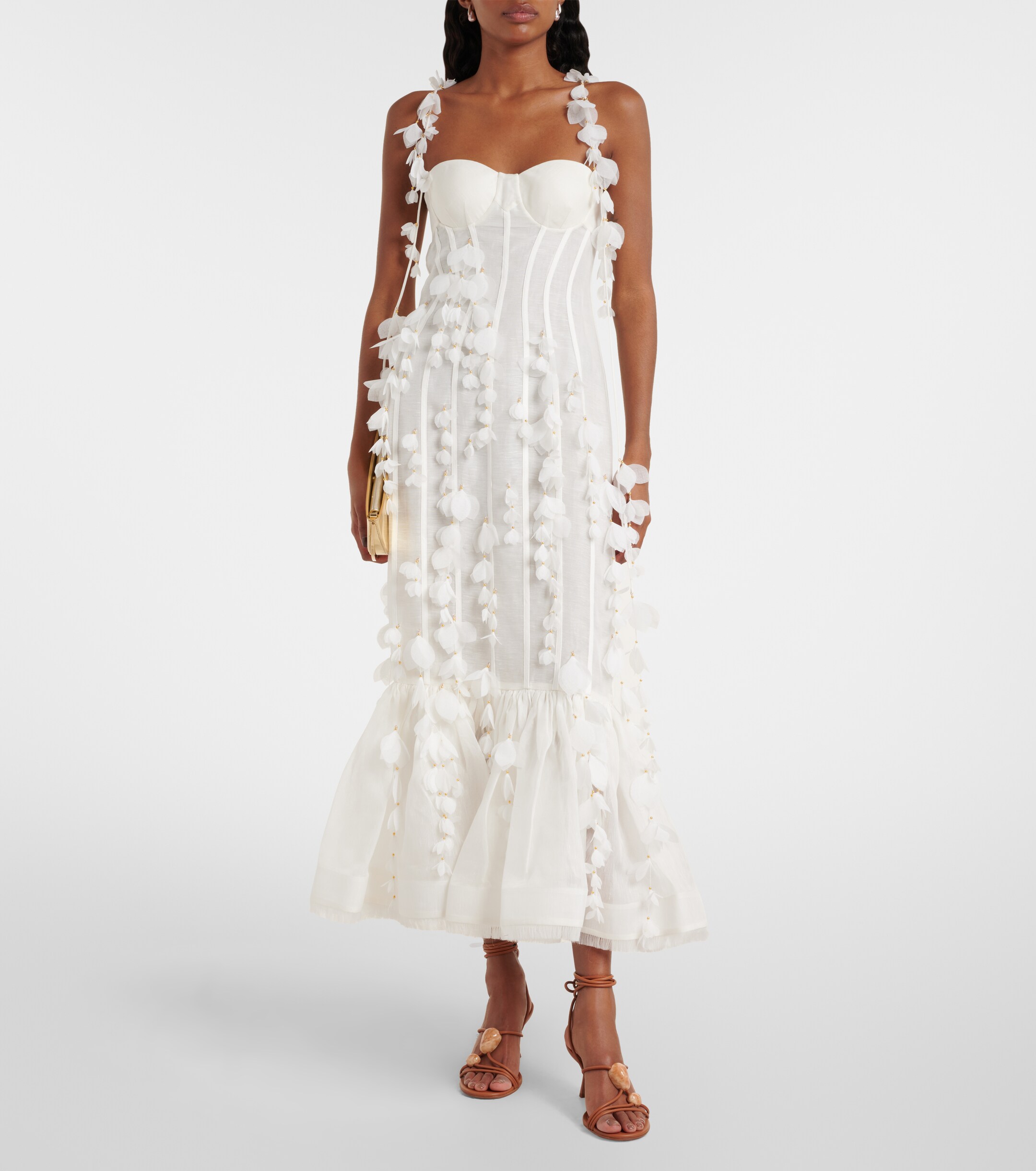 Vestido midi de lino y seda Dawn