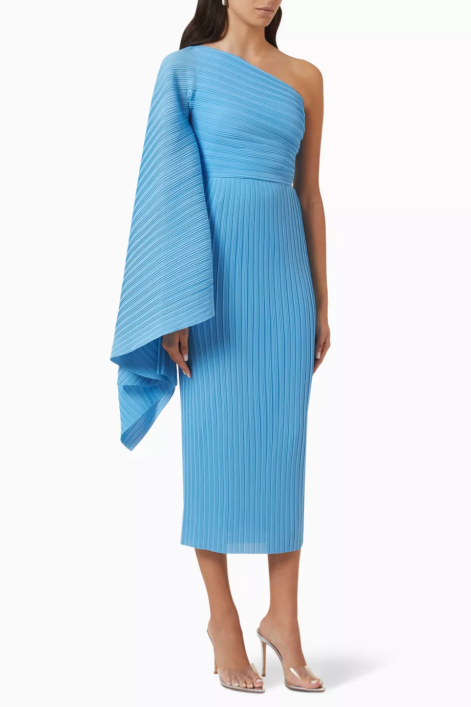 The Lenna Midi Dress in Plissé Crepe