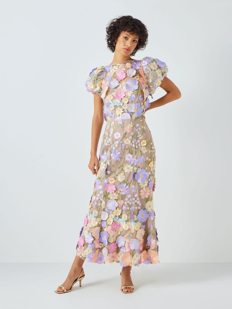 Astraea 3D floral lace maxi dress